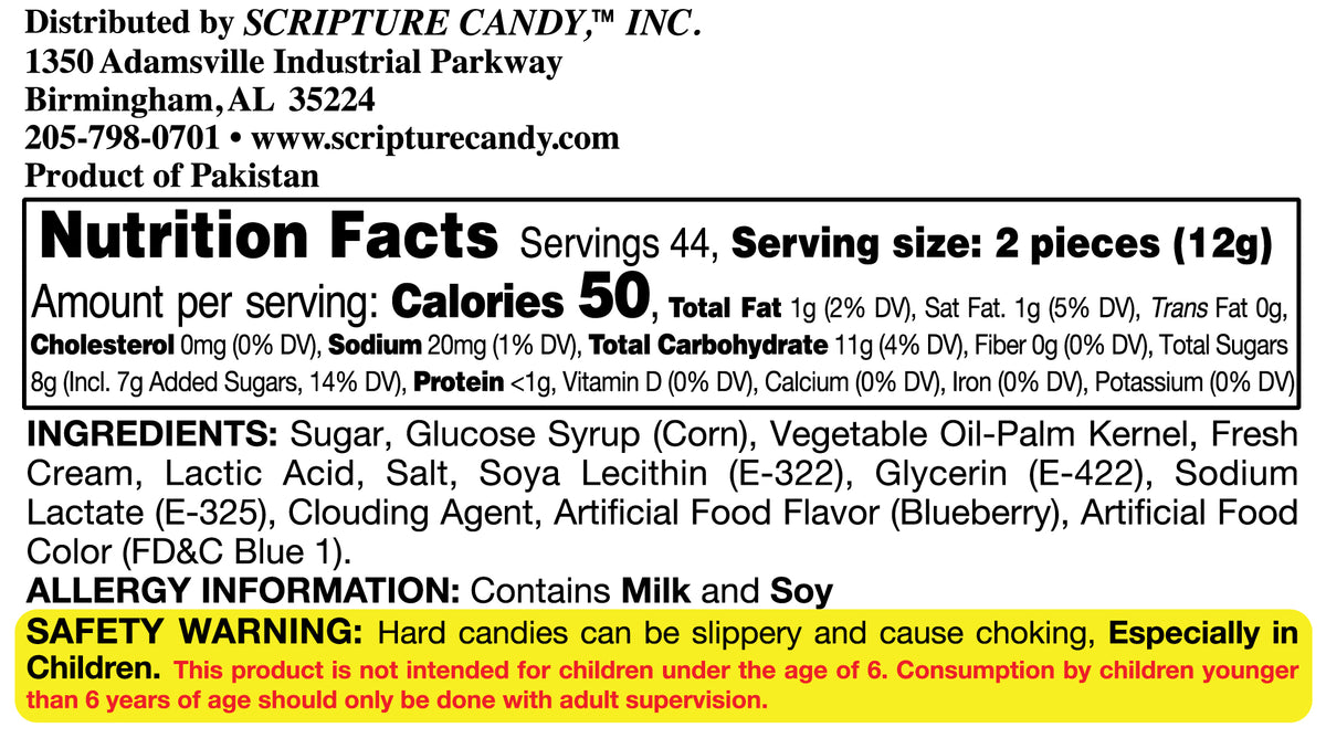 Blueberries & Cream Hard Candy Rolls, 9 Count Scripture Candy