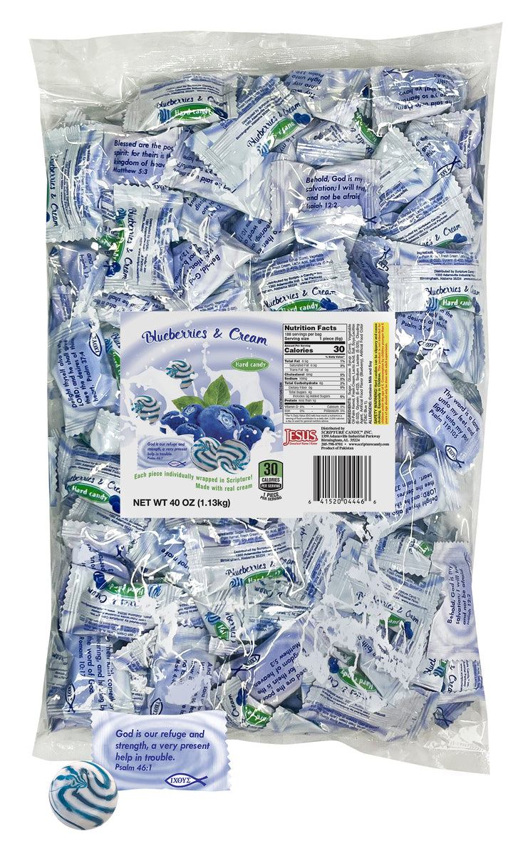 Blueberries & Cream 2.5 Pound Bag, 180 Pieces – Scripture Candy