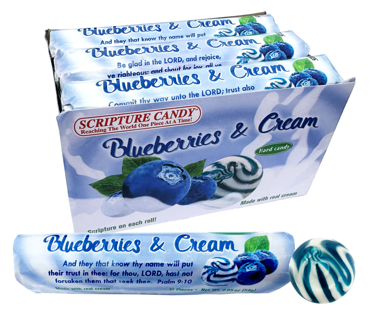 Blueberries & Cream Hard Candy Rolls, 9 Count – Scripture Candy