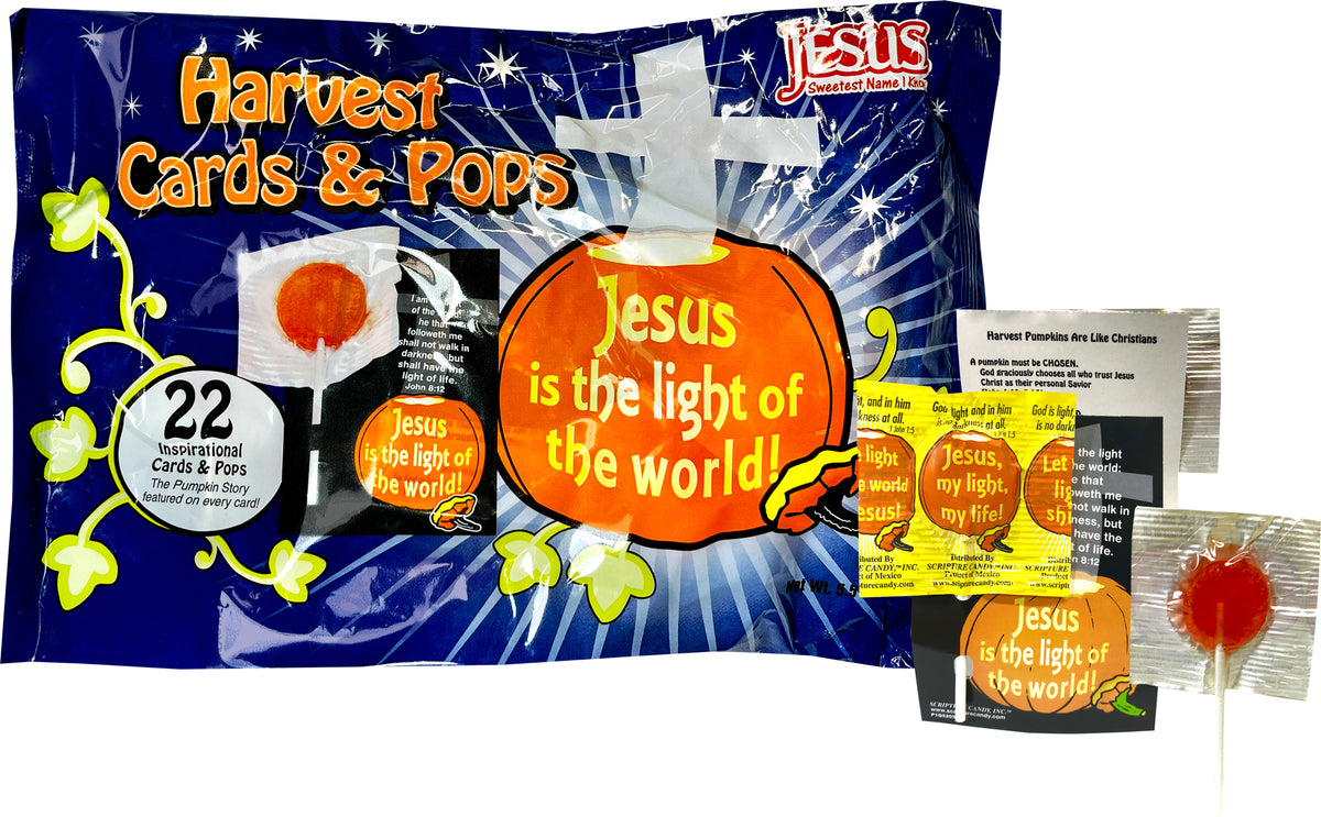 Harvest Cards & Orange Flavored Pops, 22 Count – Scripture Candy
