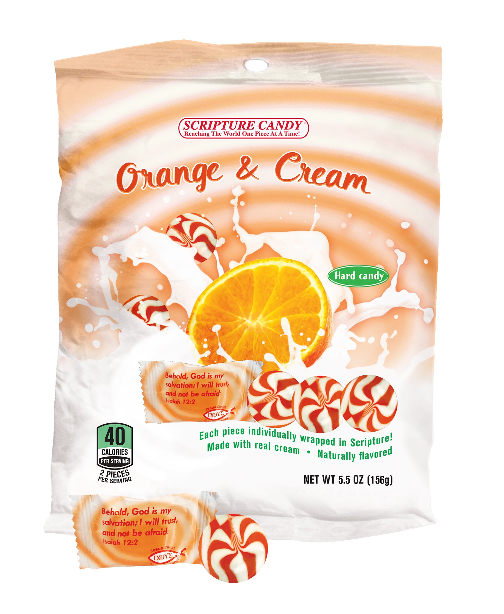 Orange and Cream Hard Candy 5.5 Ounce Bag, 25 Pieces – Scripture Candy