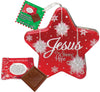 Jesus Our Shining Hope Red Ornament Star Tin, 10 Milk Chocolates Pieces