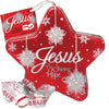 Jesus Our Shining Hope Red Ornament Star Tin With Old-Fashioned Soft Peppermint